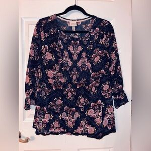 Knox Rose Floral Top - Pink and Navy Size Small